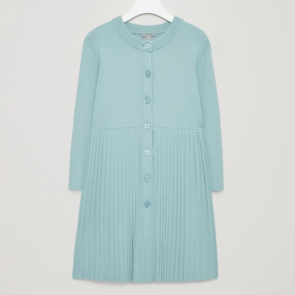 COS Sweaters - COS Pleated Long Cardigan Tunic Sage Green Minimalist Size S